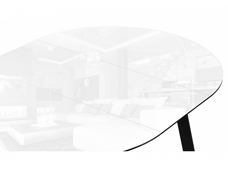 Стол стеклянный Алингсос 100(140)х100х76 белый / белая шагрень / черный кварц