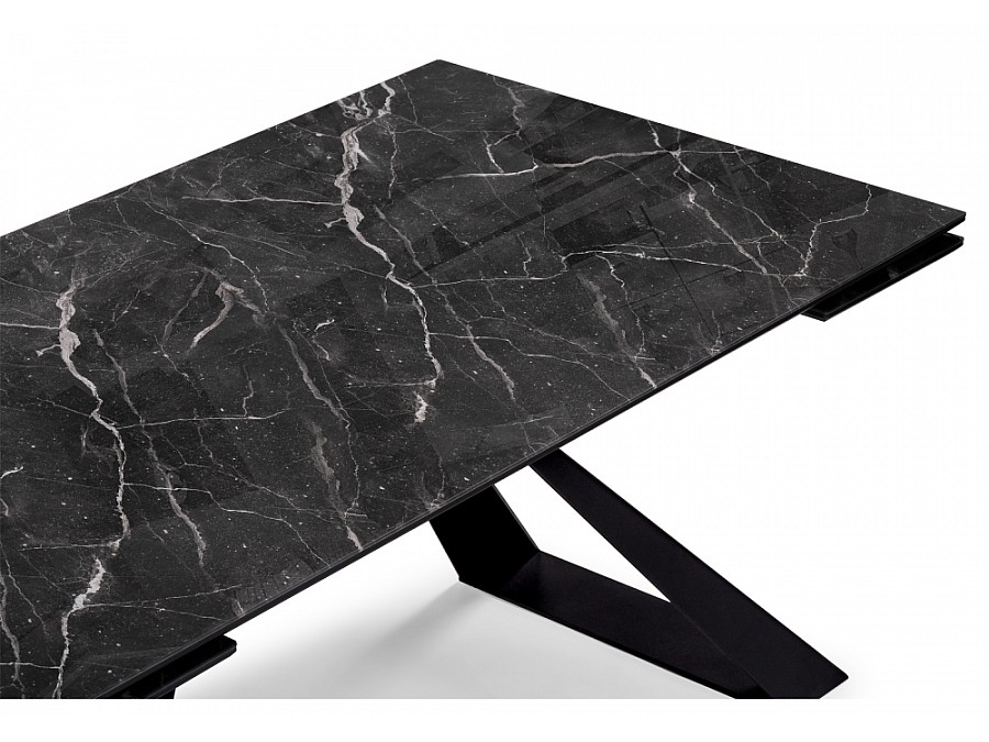 Стол стеклянный Маккарти 160(220)х90х75 дарк / черный