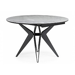 Стол стеклянный Рикла 120(160) белый мрамор / черный