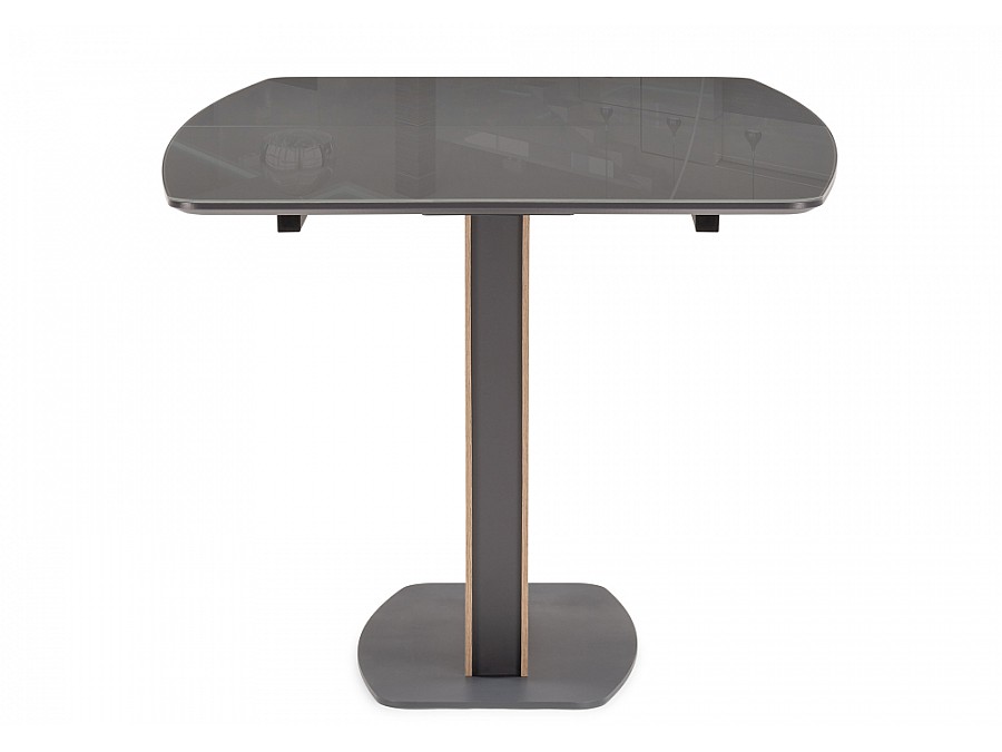 Стол стеклянный Теон 160(200)х90х76 графит / дуб галифакс