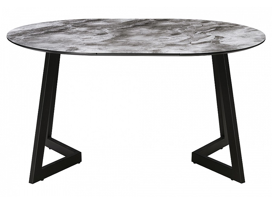Стол стеклянный Алингсос черная шагрень / мрамор серый