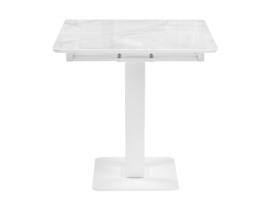Стол стеклянный Бугун 120(160)х80х77 белый мрамор / белый