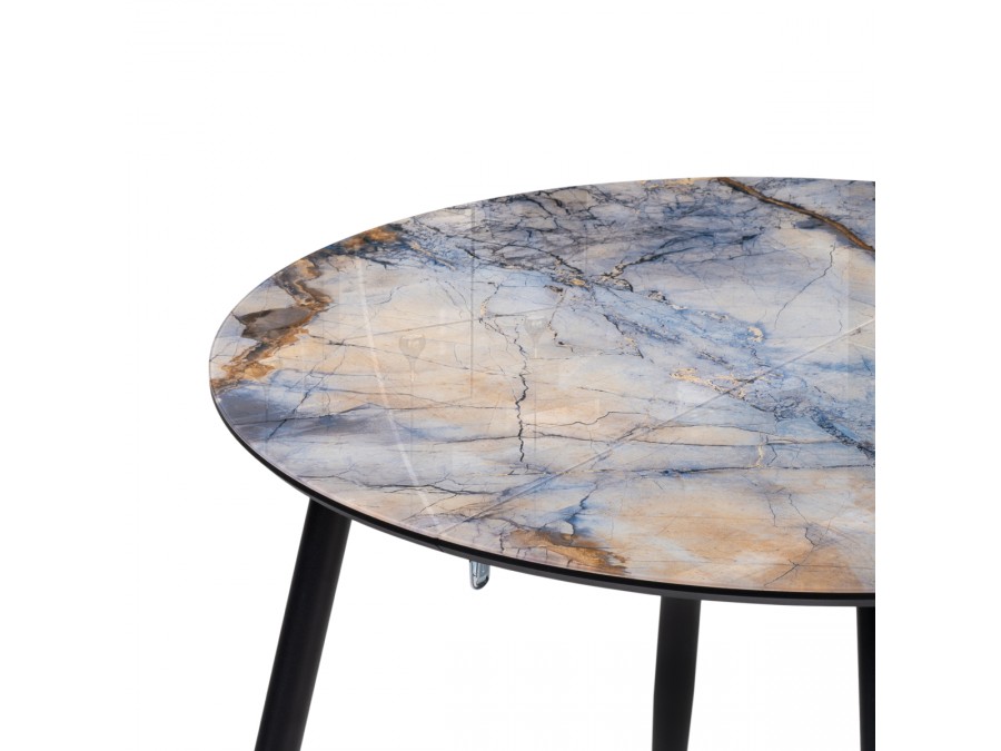 Стол стеклянный Кловис 100(140)х100х76 магеллан / черный