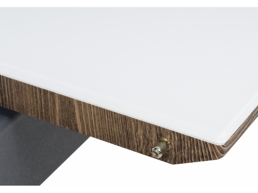 Стол стеклянный Фернан 140(180)х80х76 орех кантри / белый