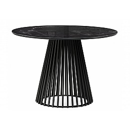 Стол стеклянный Нэнси 110х110 черный мрамор / черный