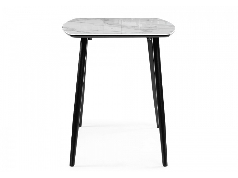 Стол стеклянный Эмма 110(150)х70х76 вставка стекло / черный / черная шагрень