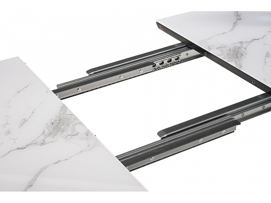 Стол стеклянный Эмма 110(150)х70х76 вставка стекло / черный / черная шагрень