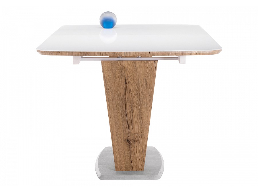 Стол стеклянный Петир 160(200)х90х76 дуб монтана / белый