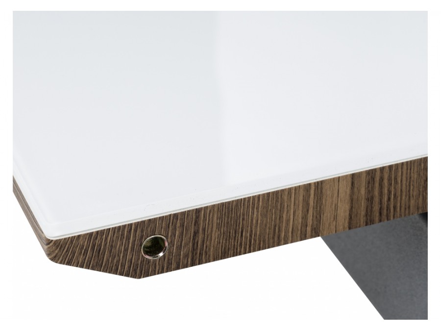 Стол стеклянный Фернан 140(180)х80х76 орех кантри / белый