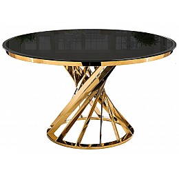 Стол стеклянный Twist 130х74 gold / black