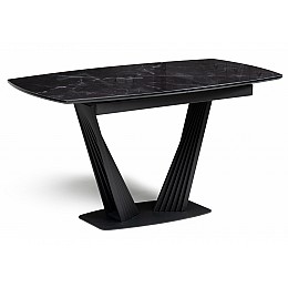 Стол стеклянный Риполь 140(180)х80 черный мрамор / черный