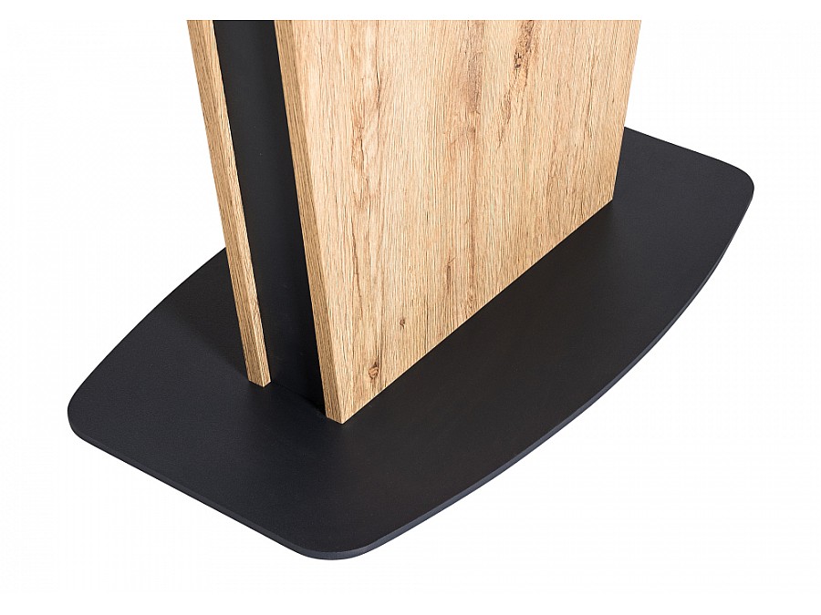 Стол стеклянный Теон 140(180)х80х76 графит / дуб антор натуральный