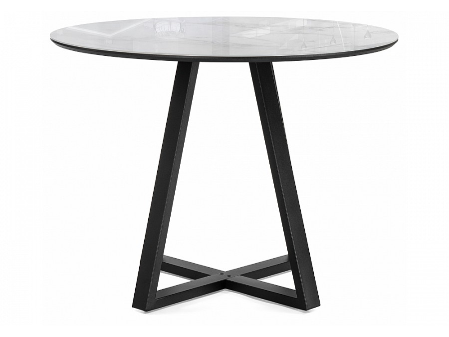 Стол стеклянный Норфолк 100х78 белый мрамор / черный