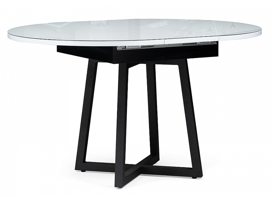 Стол стеклянный Регна 100(130)х100х75 черный / белый