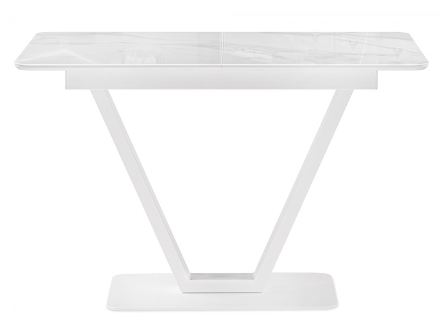 Стол стеклянный Бугун 120(160)х80х77 белый мрамор / белый