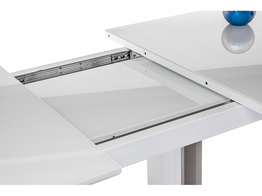 Стол стеклянный Санса 120(160)х80х76 белая шагрень / белый