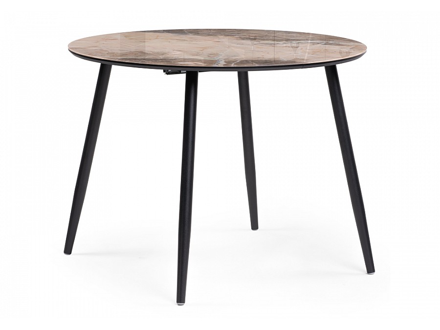 Стол стеклянный Кловис 100(140)х100х76 каталония / черный