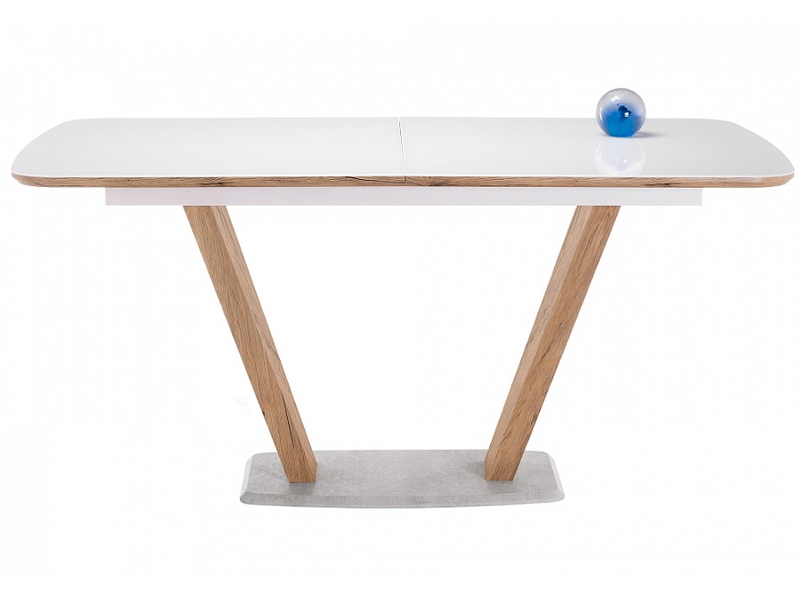 Стол стеклянный Петир 160(200)х90х76 дуб монтана / белый