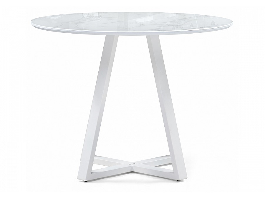 Стол стеклянный Норфолк 100х78 белый мрамор / белый