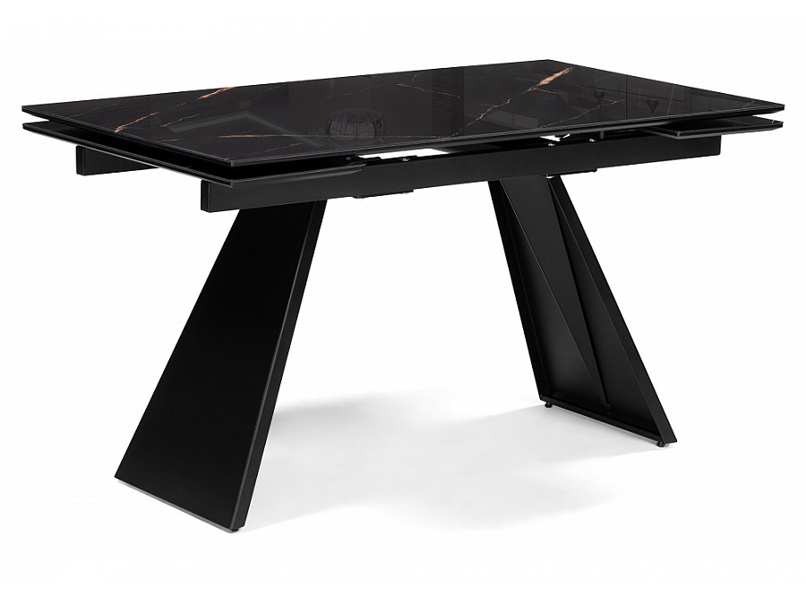 Стол стеклянный Хорсборо 140(200)х80х79 обсидиан / черный