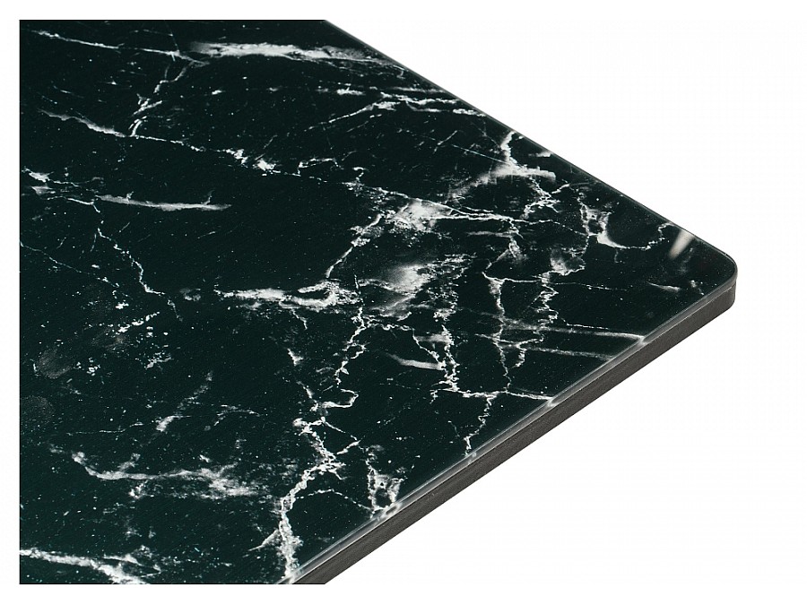 Стол стеклянный Иматра 140(180)х80х76 черный мрамор / черная шагрень / камень