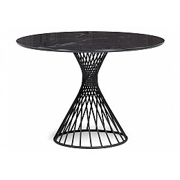 Стол стеклянный Вивиен 110 черный мрамор / черный