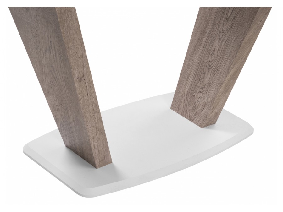 Стол стеклянный Петир дуб с пилением / белая шагрень