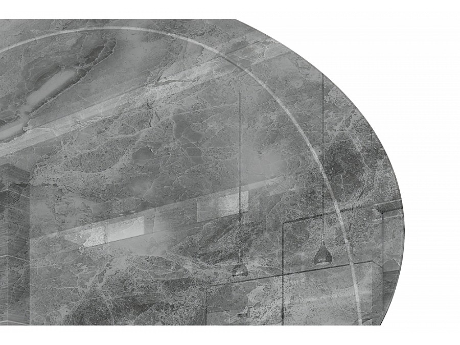 Стол стеклянный Норфолк 100х78 серый мрамор / черный