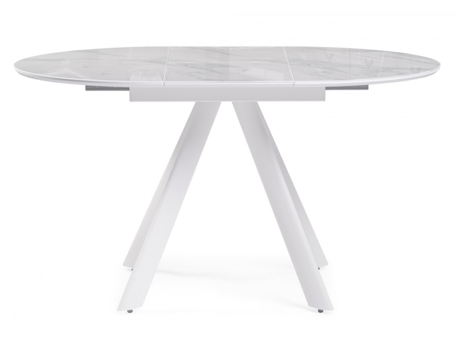 Стол стеклянный Галвестон 100х76 белый мрамор / белый