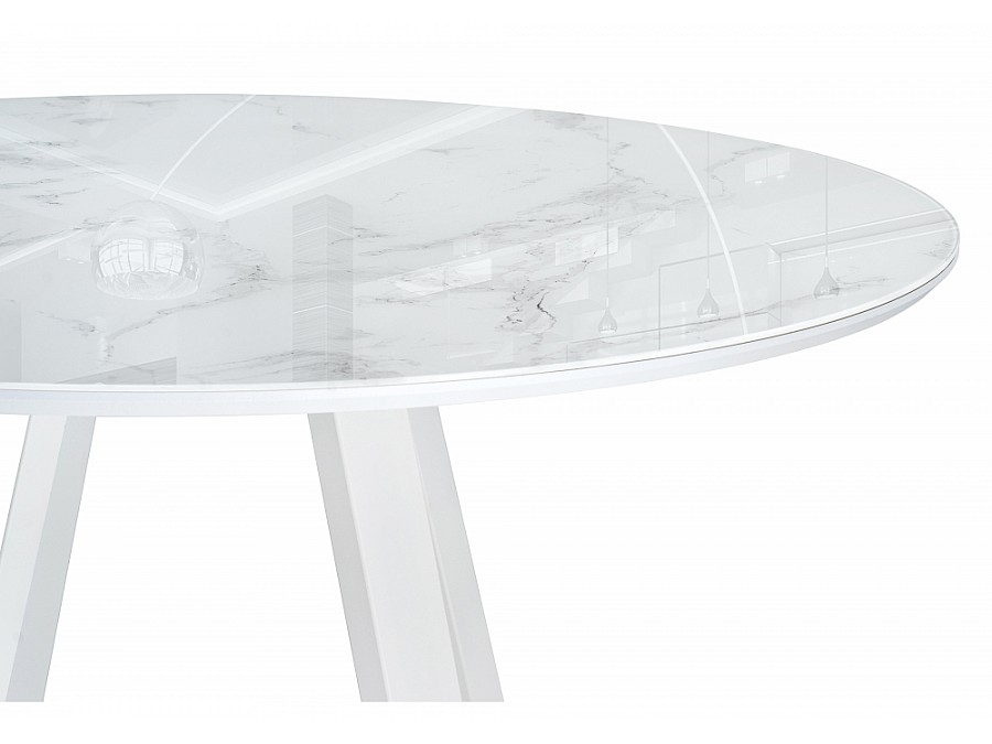 Стол стеклянный Норфолк 100х78 белый мрамор / белый
