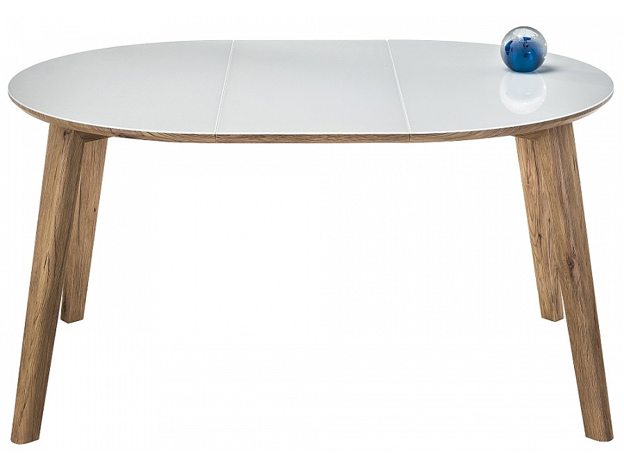 Стол стеклянный Семвэлл 100(140)х100х75 дуб монтана / белый