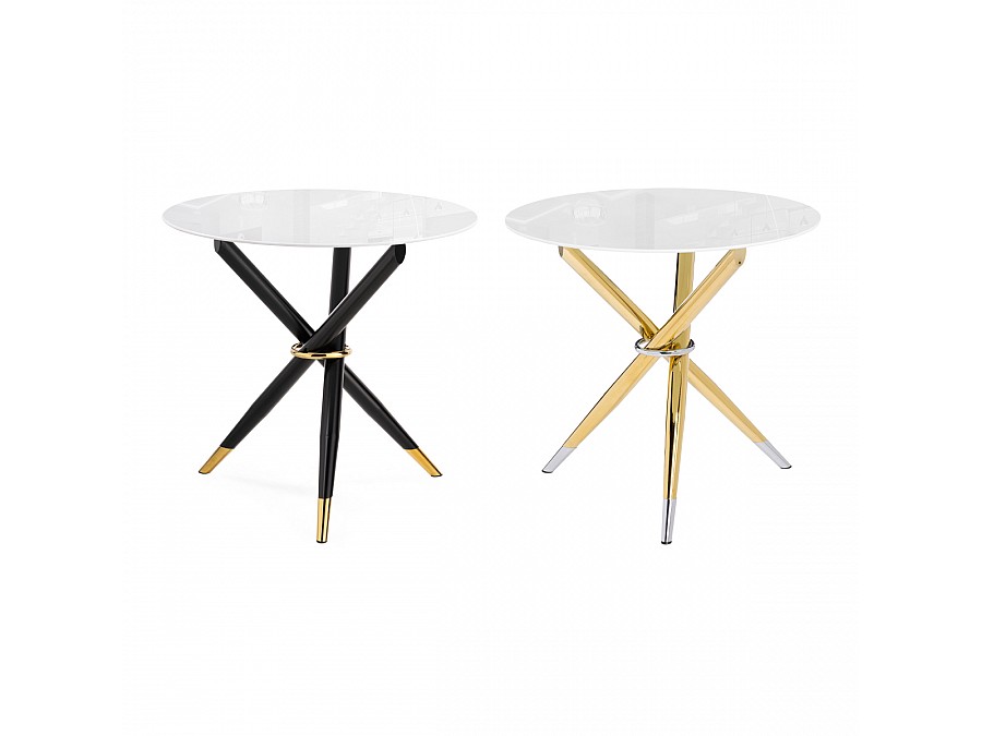 Стол стеклянный Rock 80х75 white / gold