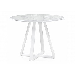 Стол стеклянный Норфолк 100х78 белый мрамор / белый