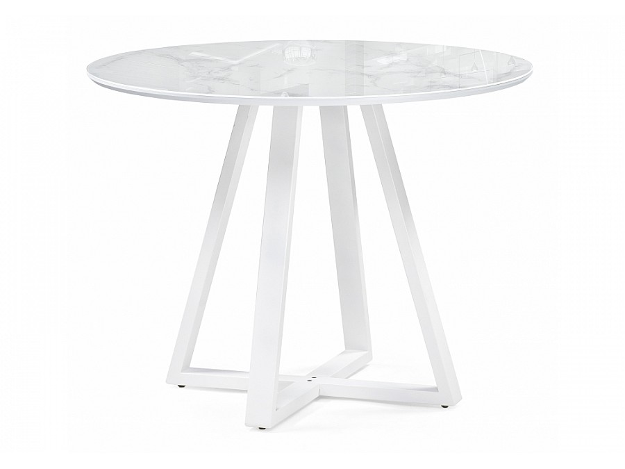 Стол стеклянный Норфолк 100х78 белый мрамор / белый