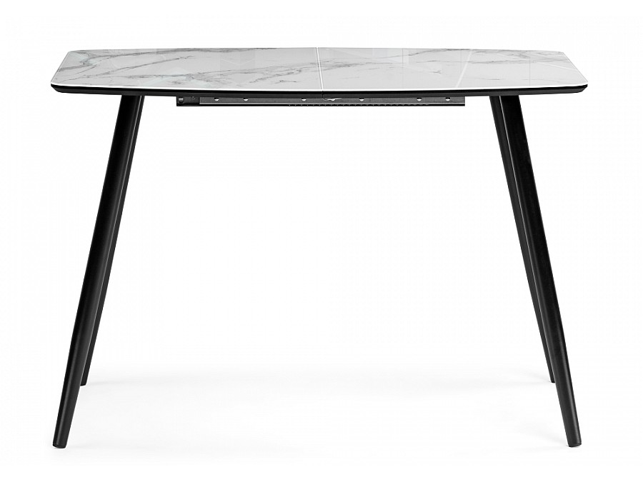 Стол стеклянный Эмма 110(150)х70х76 вставка стекло / черный / черная шагрень