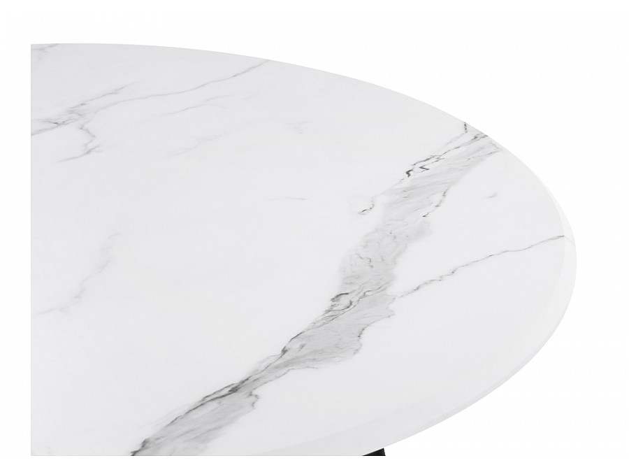 Стол деревянный Абилин 100 мрамор белый / черный матовый