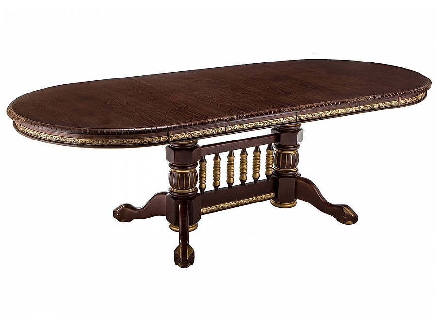 Стол деревянный Кантри 160(200-240)х107х78 орех с золотой патиной