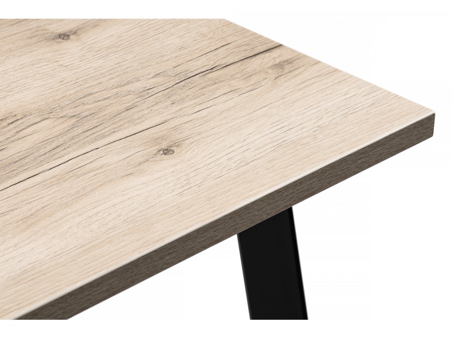 Стол деревянный Тринити Лофт 140x80x75 25 мм делано светлый / матовый черный