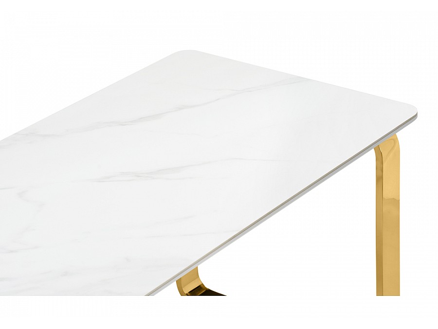 Керамический стол Селена 4 160х90х77 белый мрамор / золото