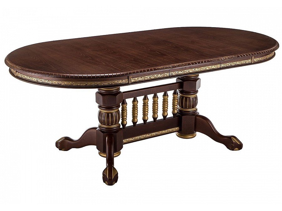 Стол деревянный Кантри 160(200-240)х107х78 орех с золотой патиной