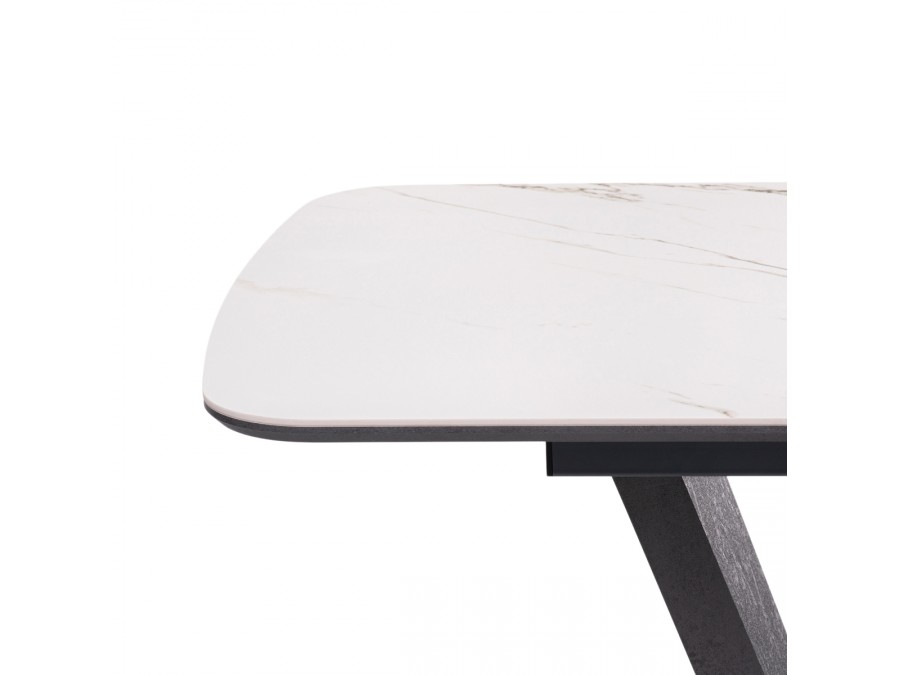 Керамический стол Петир 120(160)х80х75 белый мрамор / графит / темный камень