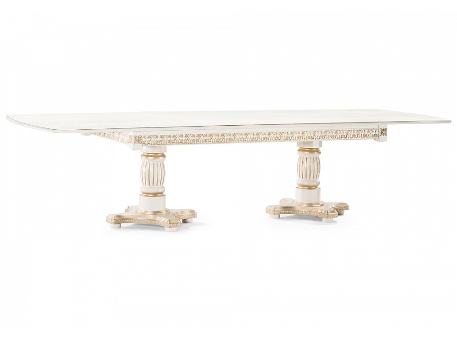 Стол деревянный Морнит 220(320)х110 молочный / золото