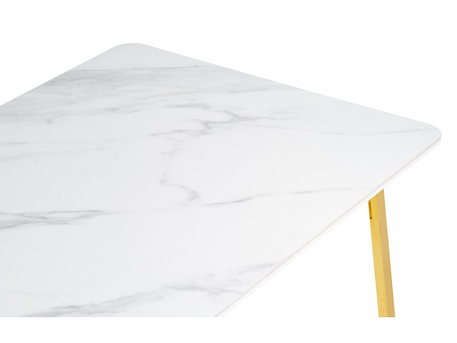 Керамический стол Селена 1 140х80х77 белый мрамор / золото