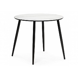 Керамический стол Абилин 90х76 белый мрамор / черный