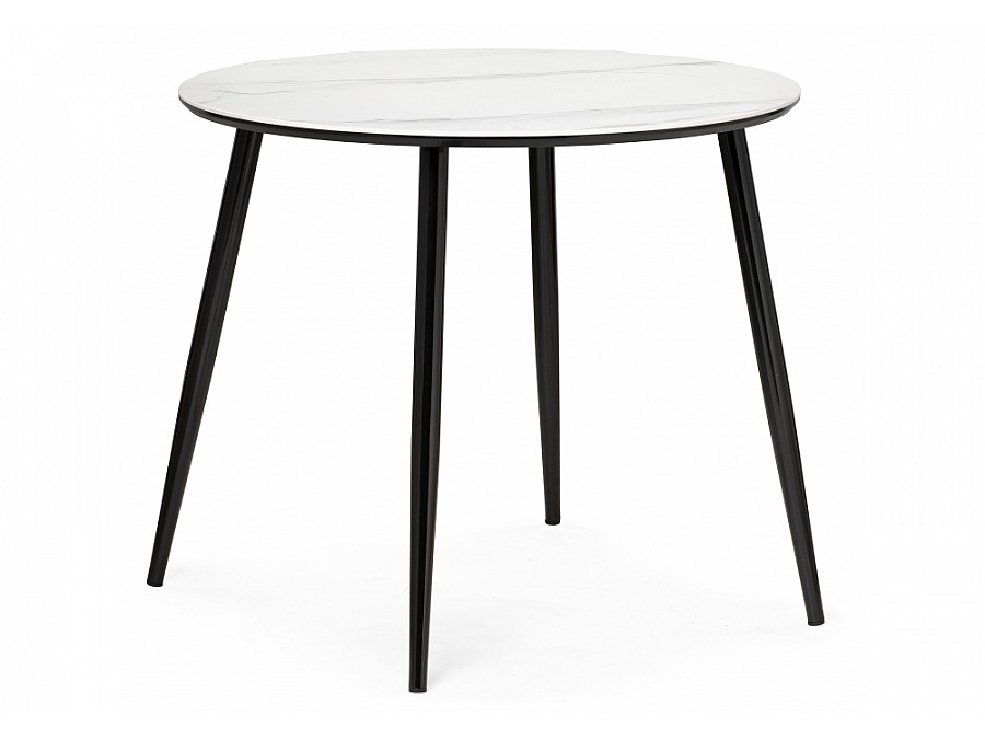 Керамический стол Абилин 90х76 белый мрамор / черный