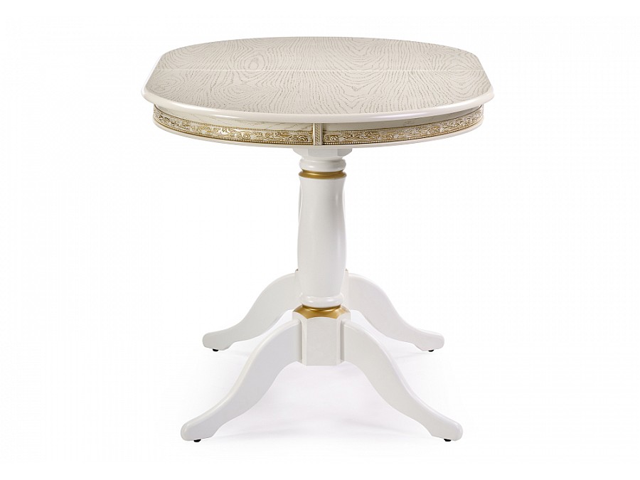 Стол деревянный Кантри 120(160)х80х75 слоновая кость с золотой патиной