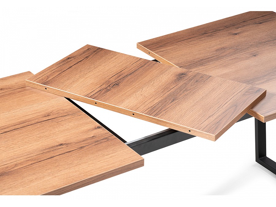 Стол деревянный Лота Лофт 140(180)х80х74 25 мм дуб делано темный / матовый черный