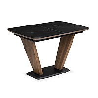 Керамический стол Петир 120(160)х80х75 черный мрамор / орех / черный