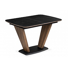 Керамический стол Петир 120(160)х80х75 черный мрамор / орех / черный