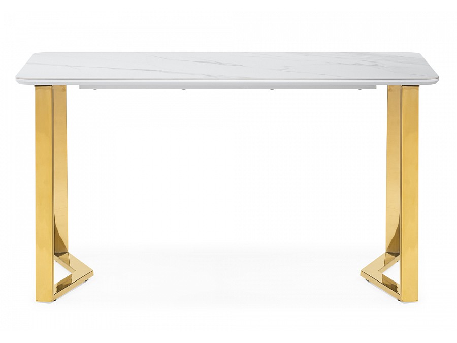 Керамический стол Селена 1 160х90х77 белый мрамор / золото